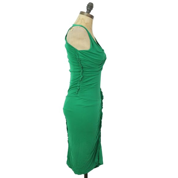 ATLEIN Leger Mini Dress FR 40 (Fits S or M) Green Bodycon Party Cowl Neck EUC B9 - Picture 3 of 6